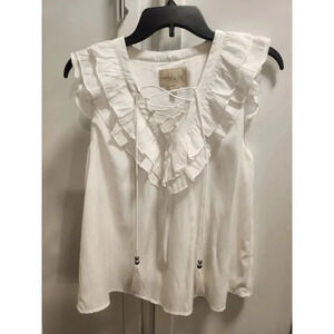 NWOT Moon River Ruffle Lace Up Flowy Top
